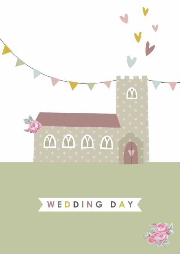 Classic Wedding Card - Church - Hearts created by Rankidoodle