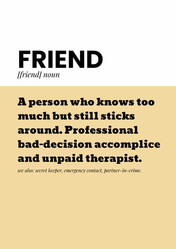 Fun Birthday Card - For Friend - Definition created by @EmilySwallow