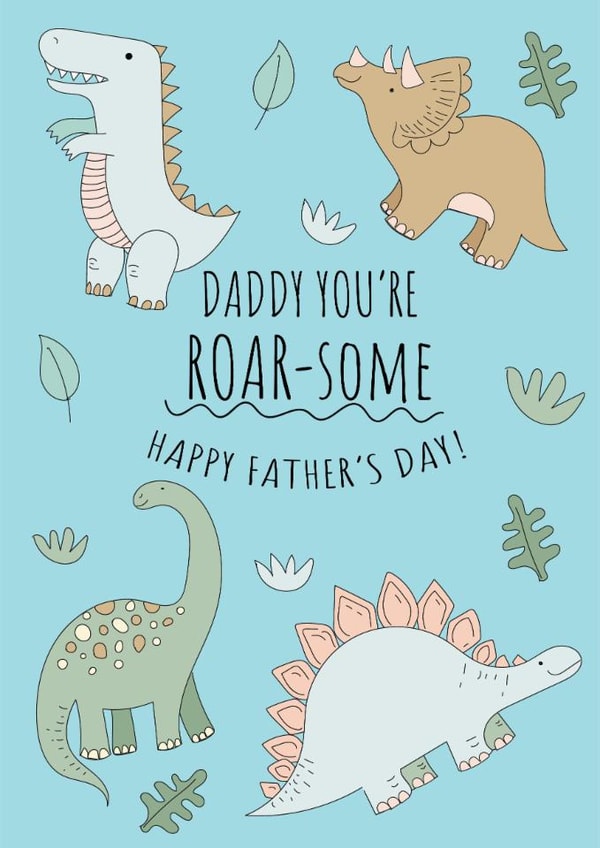 Cute Father's Day Card - Daddy You're Roar-some - Pun created by @Laura Lonsdale Designs