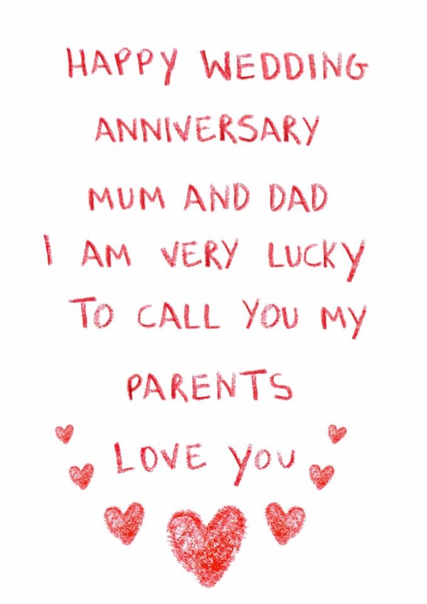 Heartfelt Anniversary Card - For Parents - Love You created by HCD Illustration