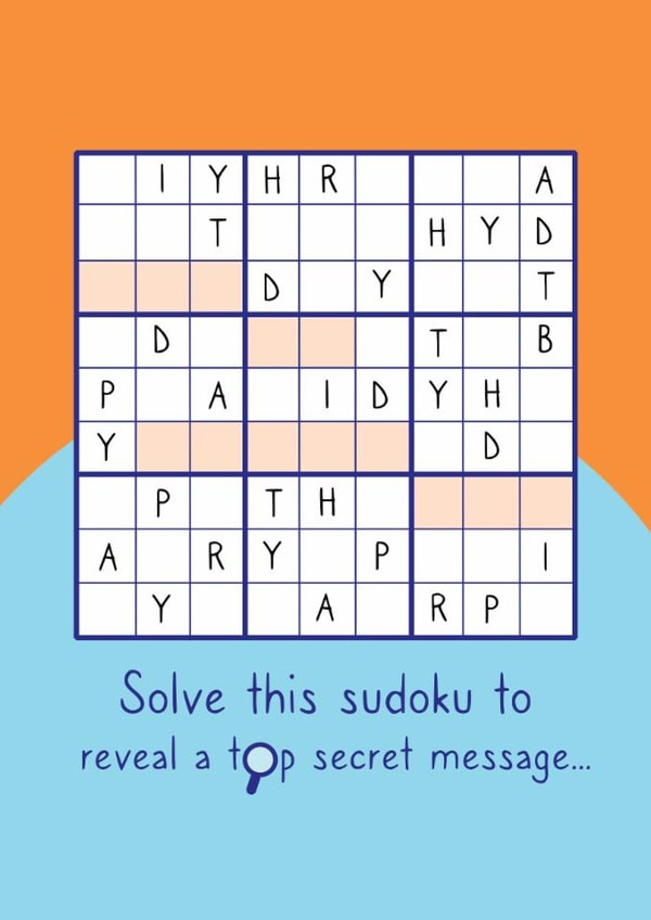 Fun Birthday Card - Sudoku Puzzle - Reveal A Top Secret Message created by Curiosity Unboxed