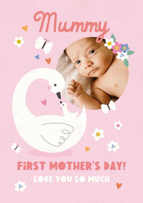 Cute Mother's Day Card - First Mother's Day - Swans created by Lemon and Sugar 