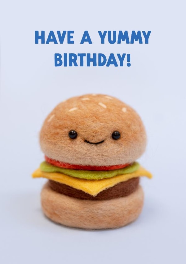 Cute Birthday Card - Felt Burger - Yummy Birthday created by Lemon and Sugar