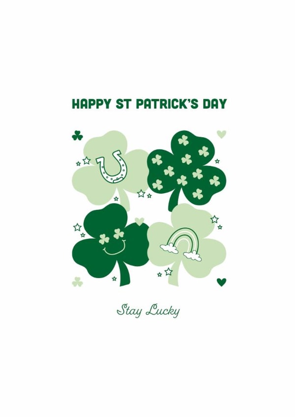 Cute Saint Patrick's Day Card - Stay Lucky - Shamrocks created by illustrations by Hannah
