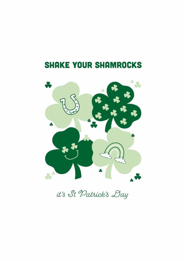 Cheeky Saint Patrick's Day Card - Shake Your Shamrocks - Punny created by illustrations by Hannah