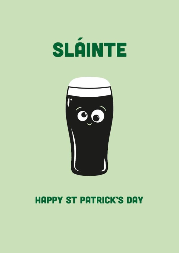 Cute St Patrick's Day Card - Drunk Guinness - Sláinte created by illustrations by Hannah