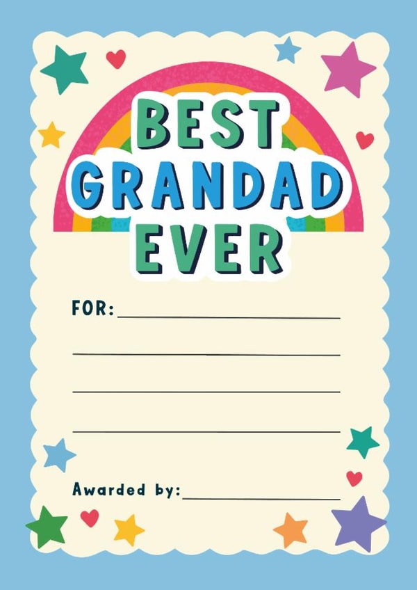 Classic Father's Day Card - Best Grandad Ever - Certificate created by Helen Richmond