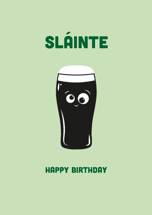 Cute Birthday Card - Sláinte - Guinness created by illustrations by Hannah