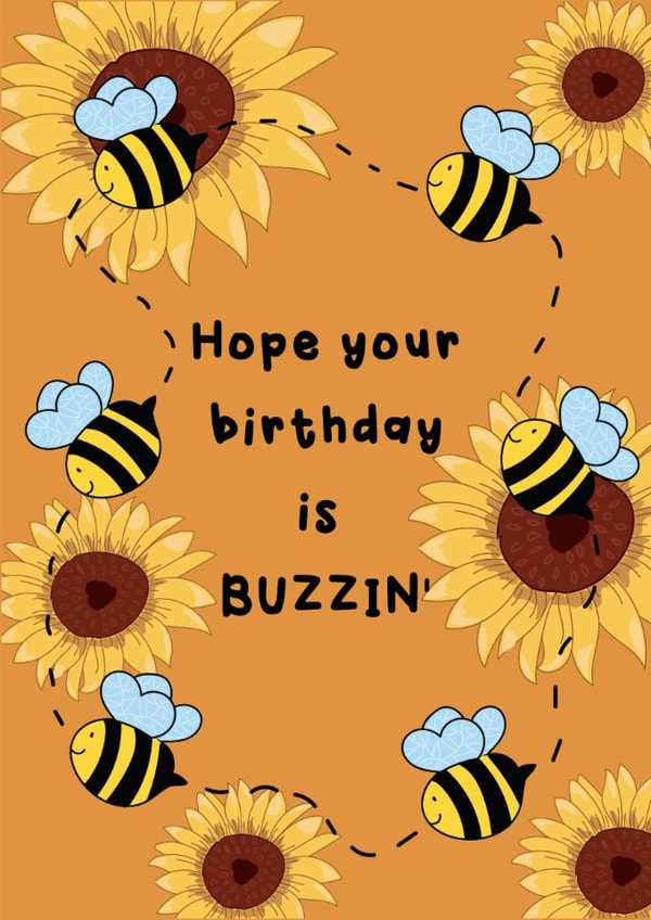 Cute Birthday Card - Buzzin - Bees created by @Laura Lonsdale Designs