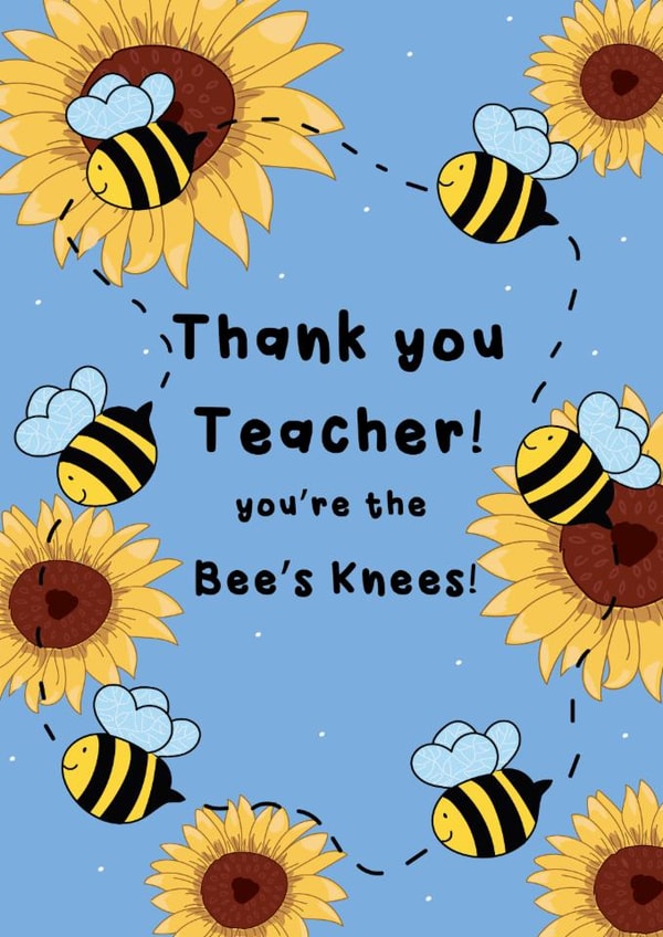Cute Thank You Card - For Teacher - You're The Bee's Knees created by @Laura Lonsdale Designs