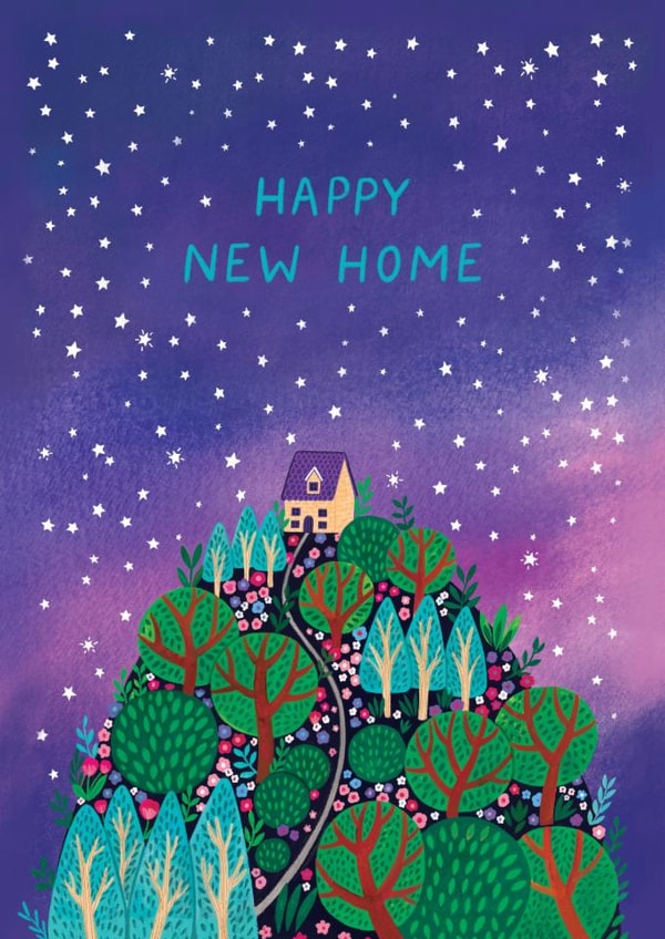 Pretty New Home Card - Happy New Home - Trees created by Pear Tree Press