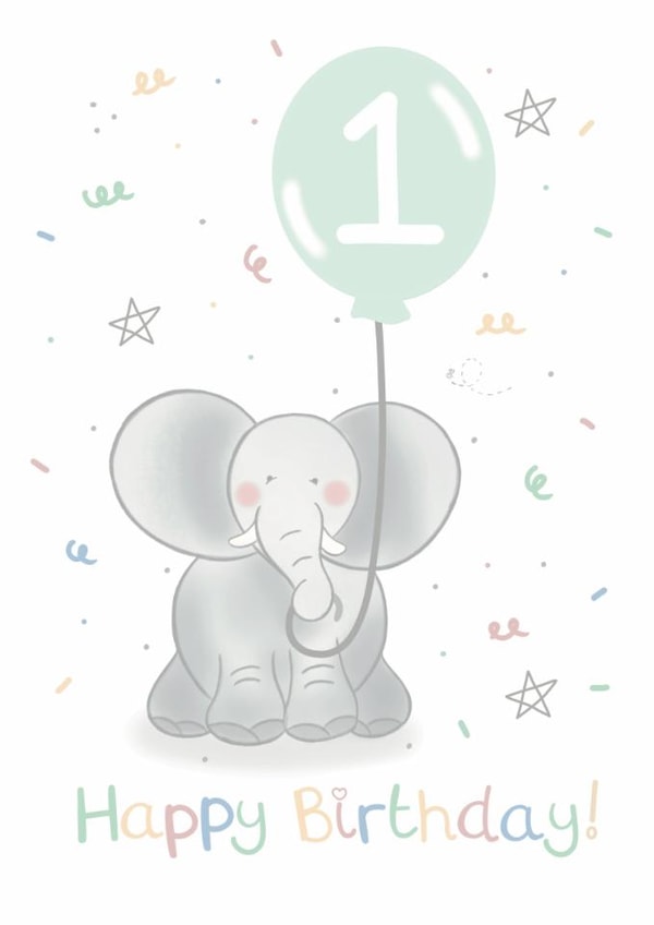 Cute 1st Birthday Elephant Party Card created by Bumbleberry Park
