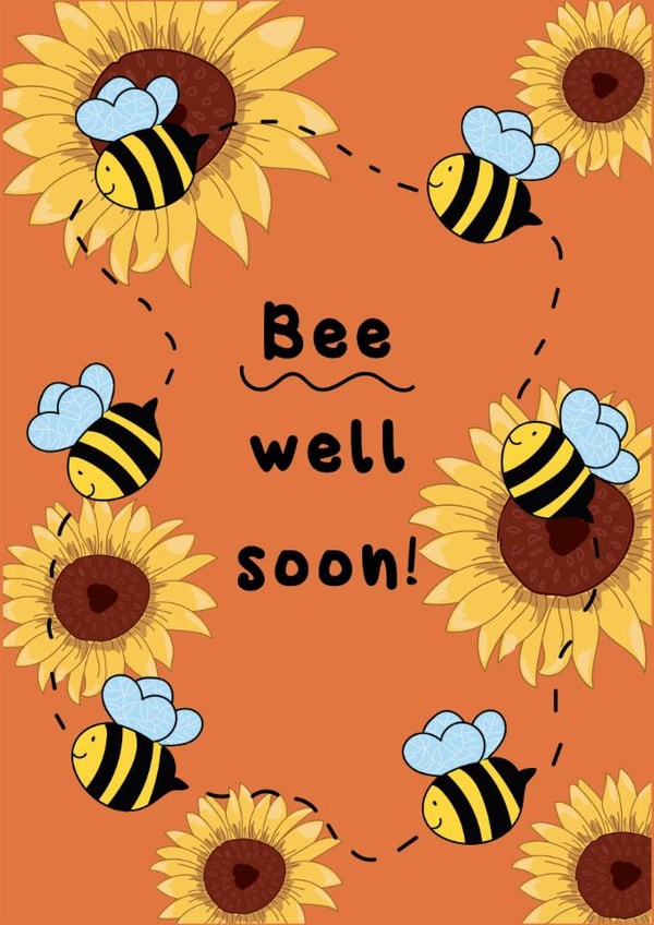 Cute Get Well Card - Bee Well Soon - Bees created by @Laura Lonsdale Designs
