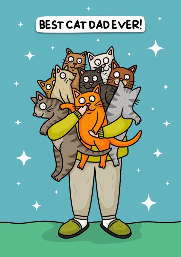 Cute Father's Day Card - Best Cat Dad created by Wafflemamaart