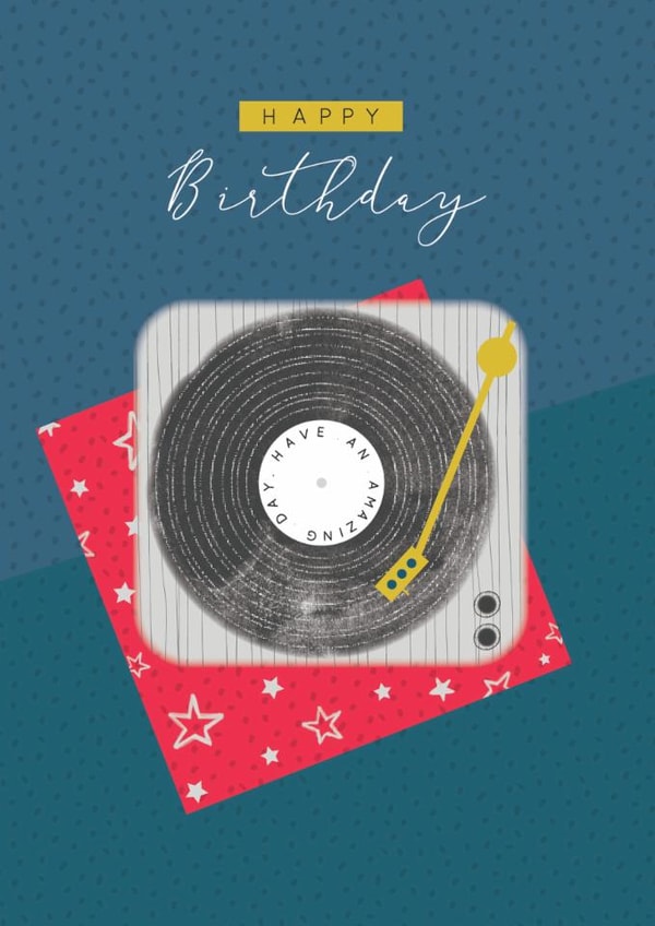 Classic Birthday Card - For Him - Record Player created by Laura Darrington Design Ltd.