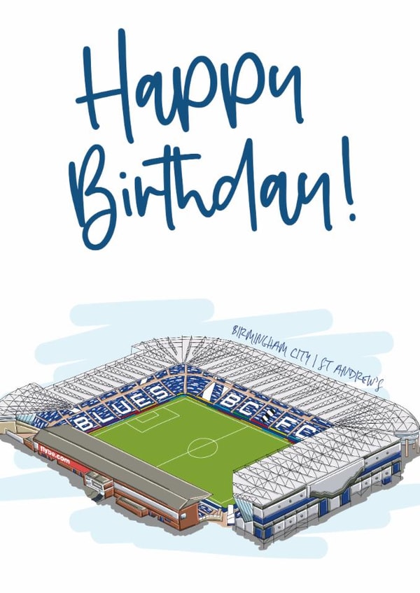 Fun Birthday Card - Birmingham City - Football Stadium created by Moo & Snip