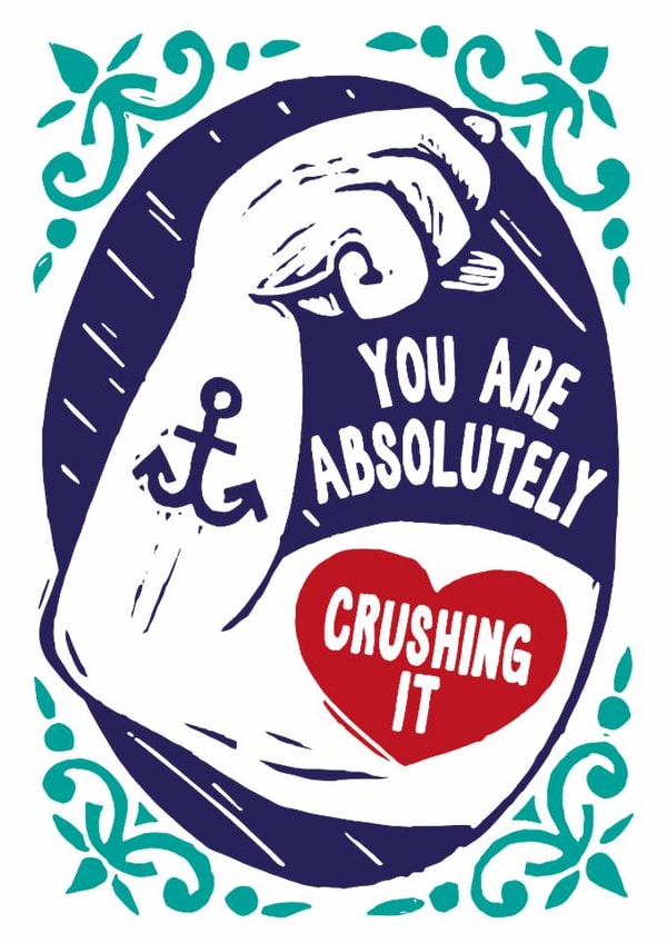 Arty Congratulations Card - Strongman Arm - Crushing It created by Woah there Pickle