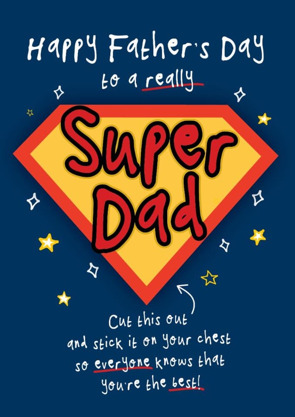 Cute Father's Day Card - Superdad - Badge created by Bow & Bell