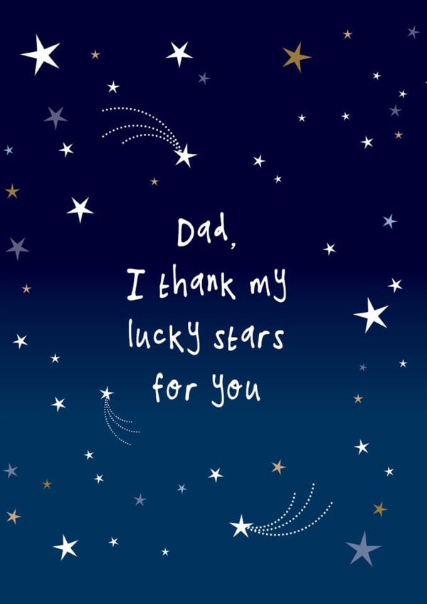 Cute Father's Day Card - Thank My Lucky Stars For You - Stars created by Bow & Bell