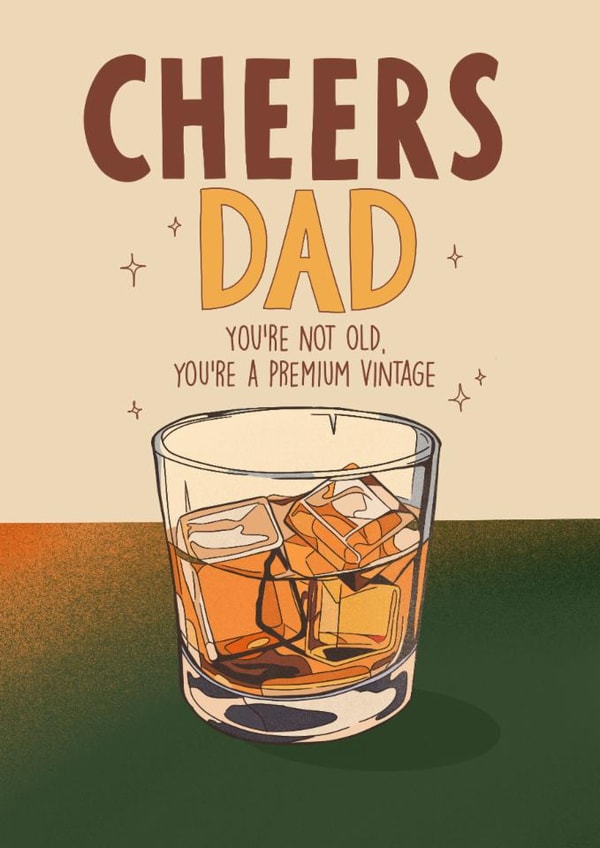Funny Father’s Day/Birthday Card - Premium Vintage Whiskey created by Kasia Cards