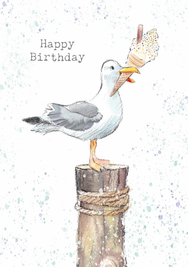 Cute Seagull Card - Cheeky Seagull with Ice Cream created by Paper Shed Design