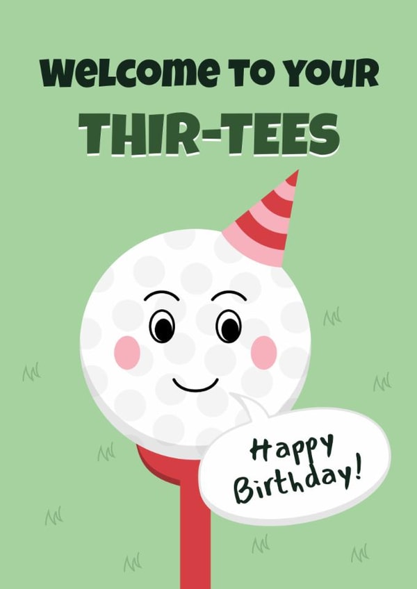 Cute 30th Birthday Card - Golf - Pun created by Digital Waves