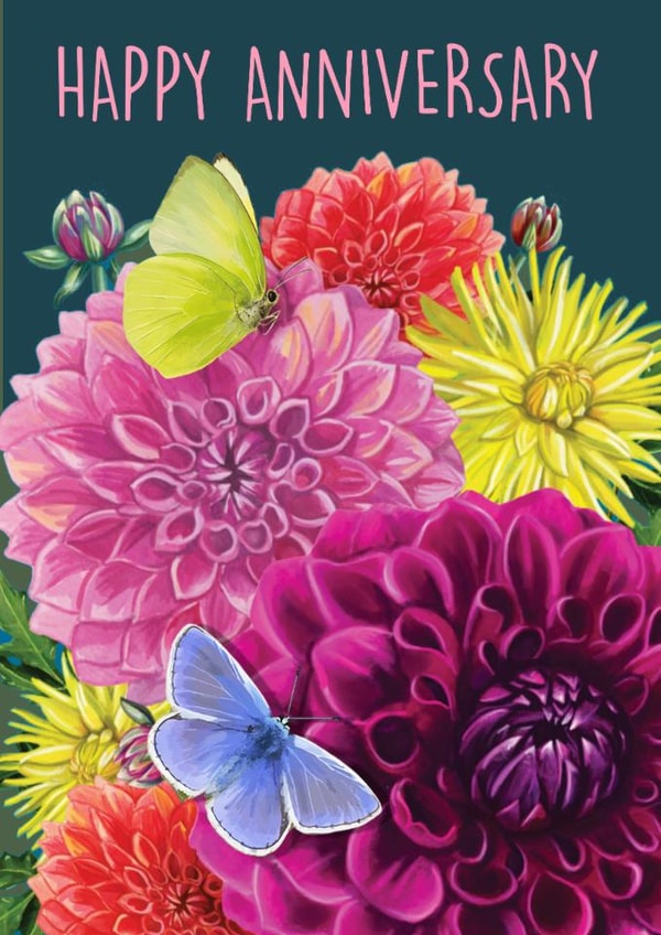 Pretty Anniversary Card - Floral - Butterflies created by Rocket68