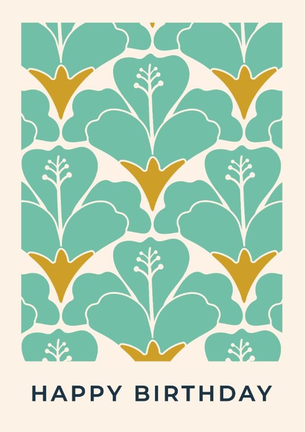 Arty Birthday Card - Vintage Summer Hibiscus created by Taya Cosgrove