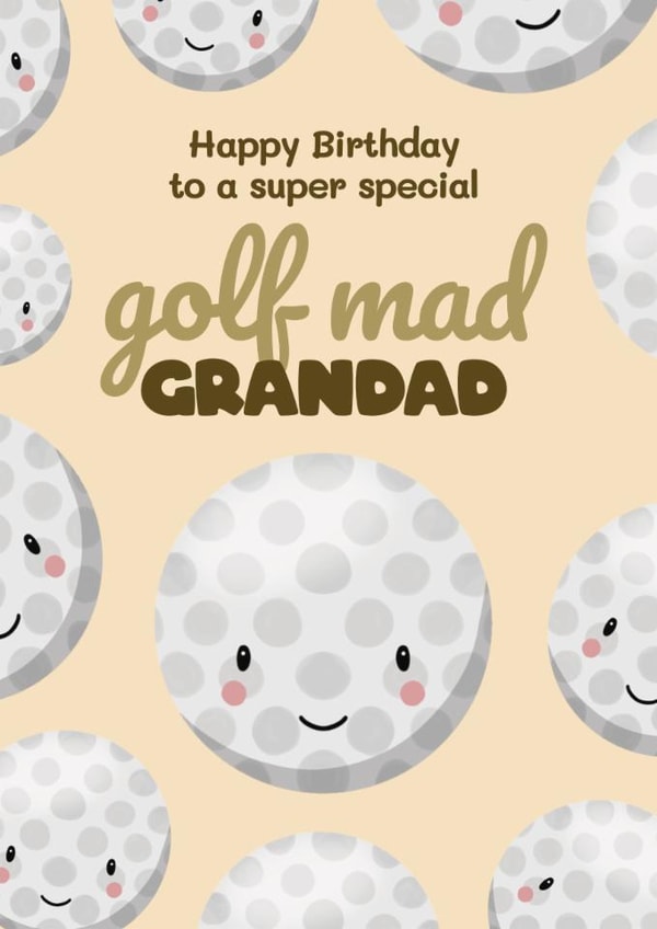 Cute Birthday Card - For A Golf Mad Grandad - Golf Balls created by Bev O'Connor || @oconnordesign