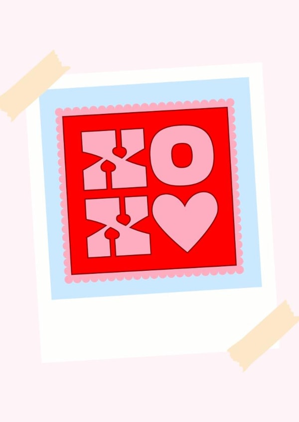 Cute XOXO card for your significant other - polaroid picture stamp created by Becky Grainger