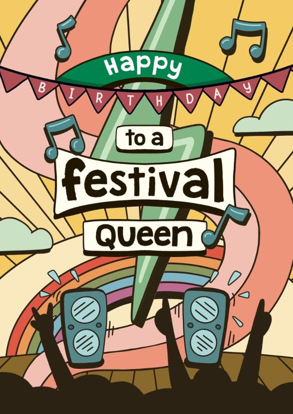 Fun Birthday Card - For Her - Festival Queen created by Bev O'Connor || @oconnordesign