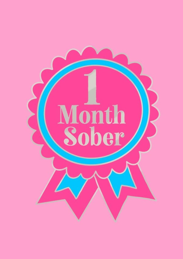 Modern Congratulations Card - 1 Month Sober - Badge created by Sober Girl Society