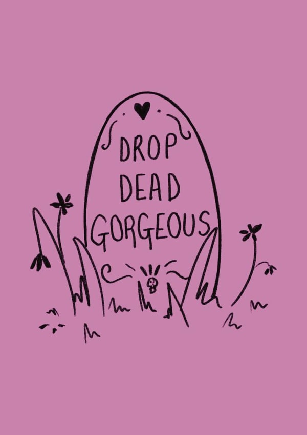Funny Drop Dead Gorgeous Graveyard Doodle Greeting Card created by Effy Ellen Art