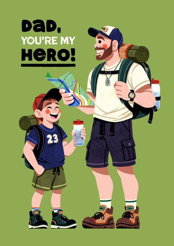 Cute Father's Day Card - Dad You're My Hero created by Folio | Ian Owen