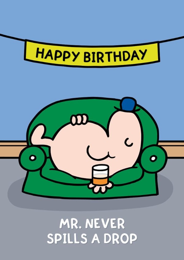 Funny Birthday Card - Alcohol - Mr. Men created by Mr. Men