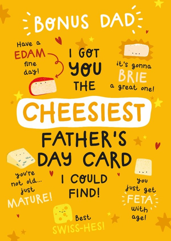Funny Fathers Day Card - For Stepdad - Cheese Puns created by Twisted Haggis