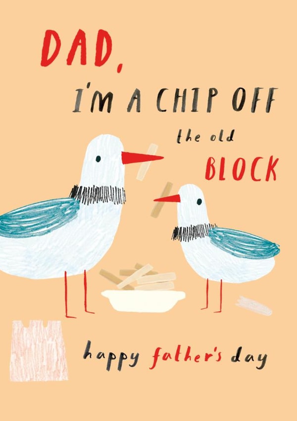 Cute Father's Day Card - Seagulls - Chip Off The Old Block created by Hotchpotch 