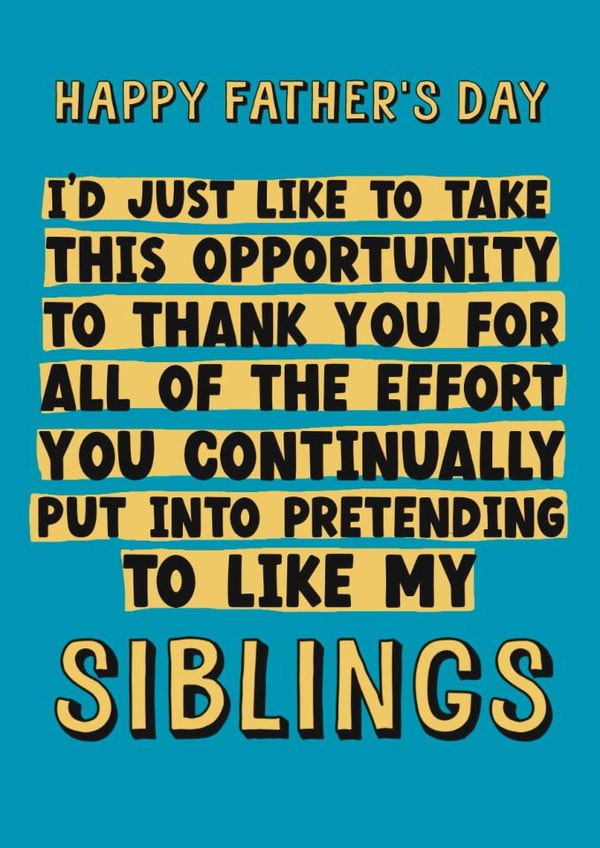 Funny Father's Day Card - Sibling Rivalry created by Giddy Kipper