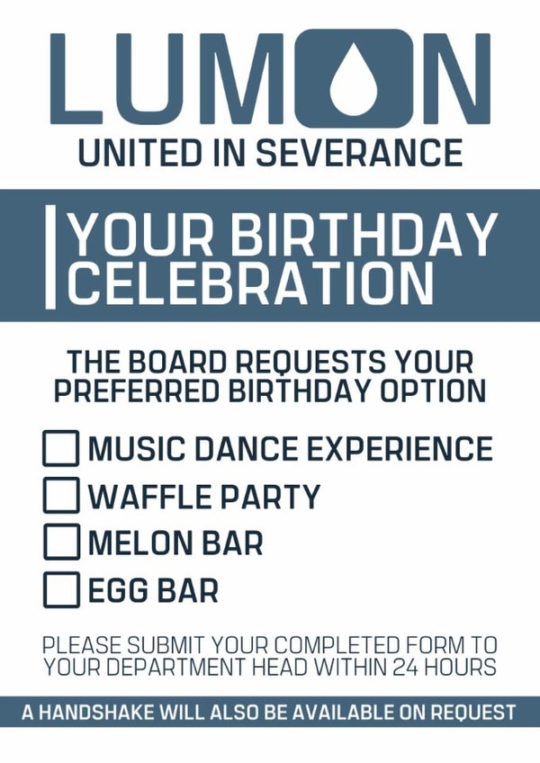 Funny Birthday Card - Severance - Celebration Check List created by Designs By Andy