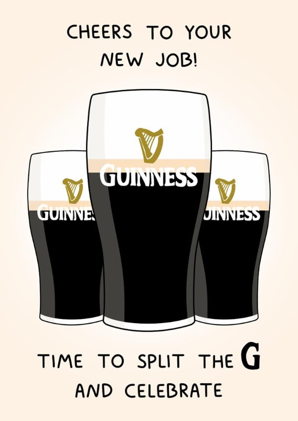 Fun New Job Card - Pints Of Guinness - Split The G created by YAWN DESIGNS