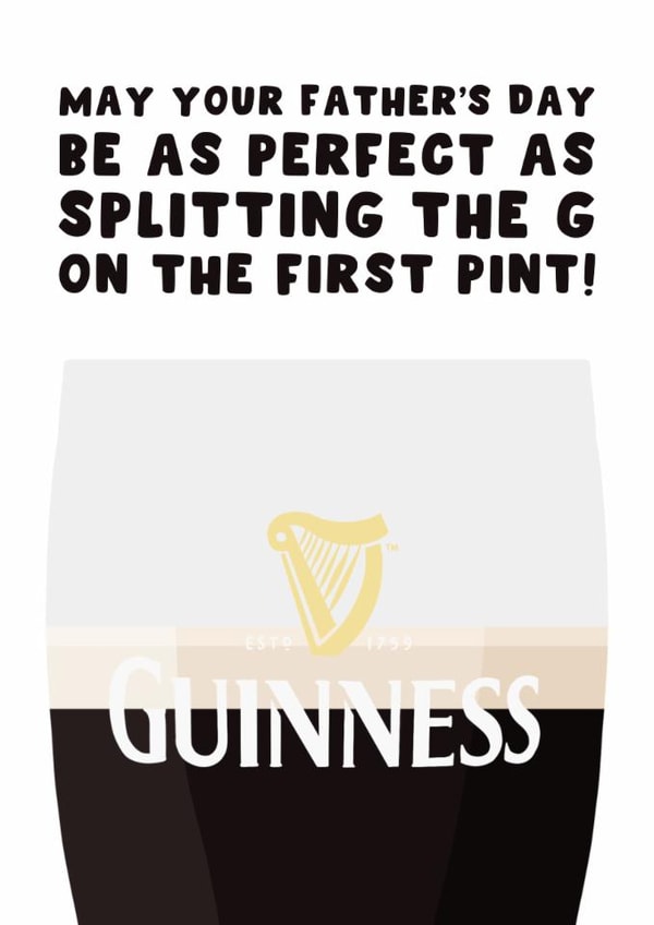 Guinness Father's Day Card - For Dad - Split The G created by Pink Peach Cards