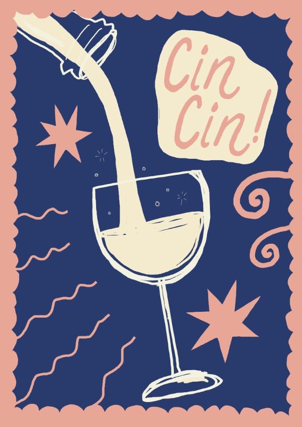 Arty Birthday Card - Cin Cin created by Giddy Kipper