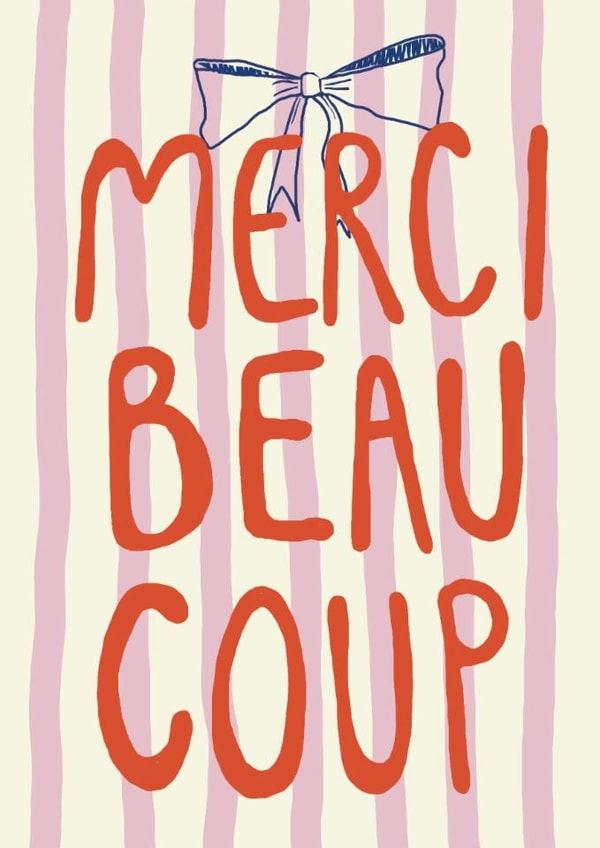 Modern Thank You Card - Merci Beaucoup created by Giddy Kipper