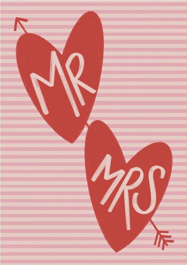 Classic Wedding Card - Mr And Mrs - Arrow Hearts created by Emmy James Studio