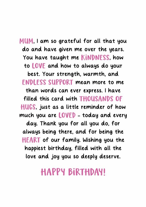 Heartfelt Birthday Card - For Mum - Endless Support created by Kreate Paper Co.