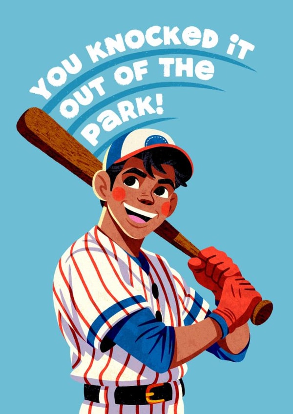 Punny Congratulations/Graduation Card - For Him - Knocked It Out Of The Park created by Folio | Ian Owen