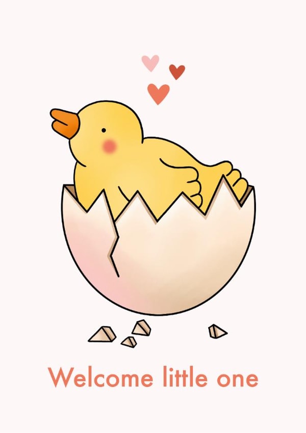 Cute New Baby Card - Hatching Chick - Welcome Little One created by Emelia Brooks