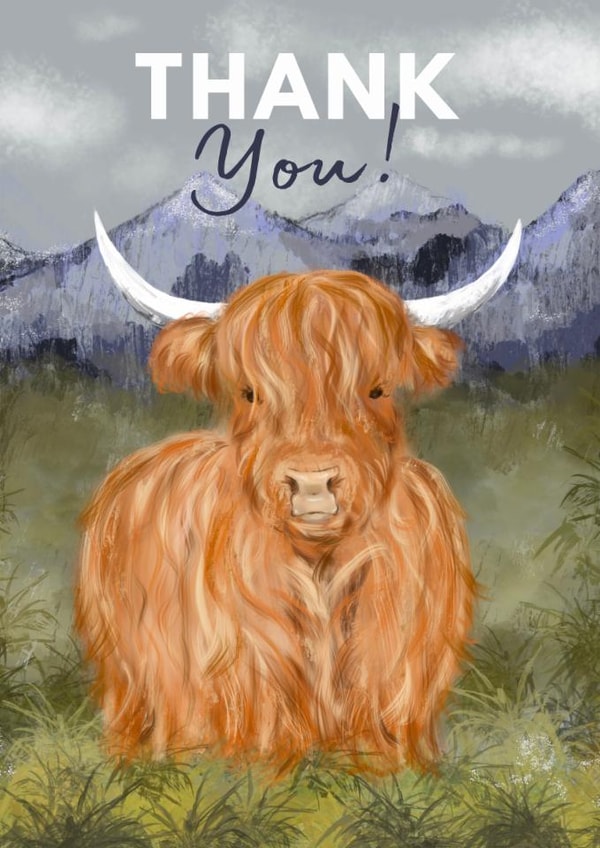Cute Thank You Card - Highland Cow created by Hello Fridays Studio