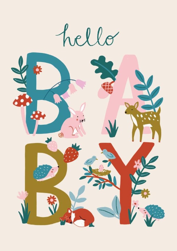 Cute New Baby Card - Woodland Animals created by Laura Barnes
