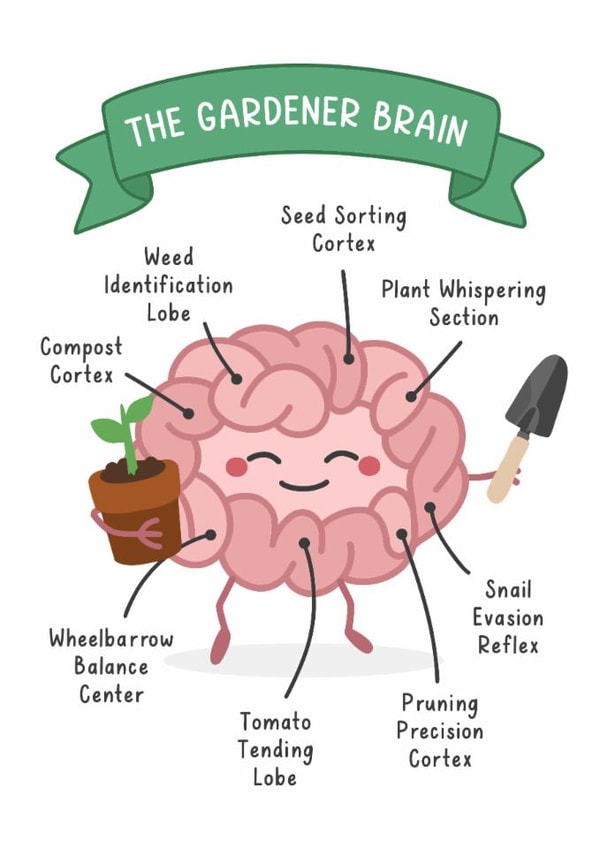 Cute Father's Day/Birthday Card - Gardening - The Gardener Brain created by Evie Garnett Designs